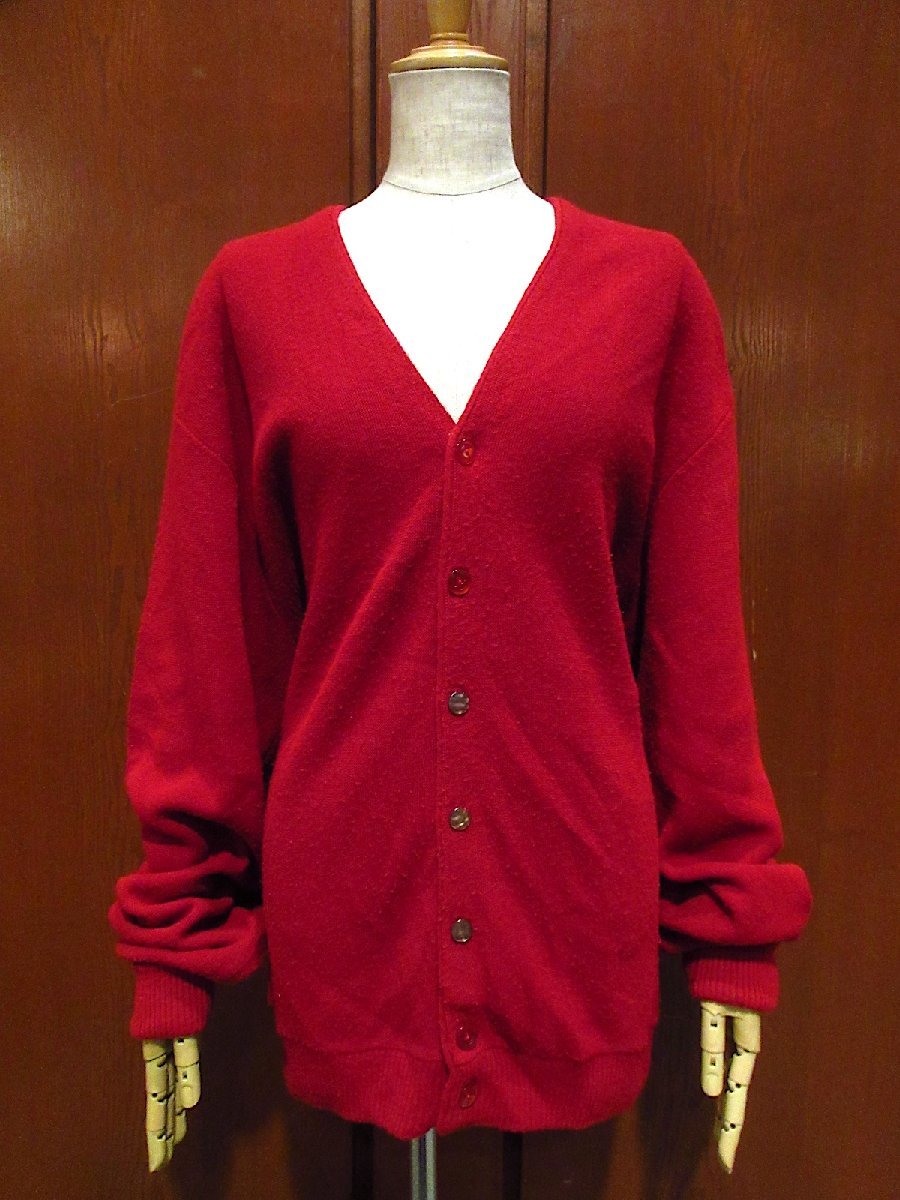 ビンテージ70’s●ROBERT BRUCEアクリルカーディガン赤size XXL●221025s4-m-cdg 1970s古着トップスニットUSA製_画像1