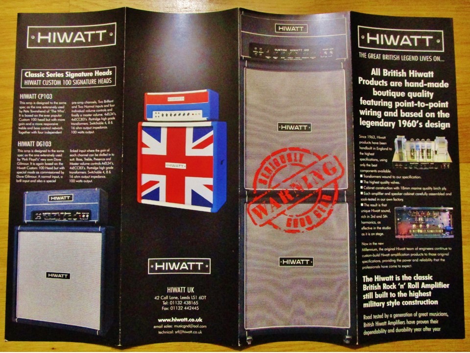 ★HIWATTファン必見！超貴重希少！HIWATT スタックアンプ型 変形小型 観音開8頁、UK本国純正カタログの画像5