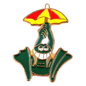  pin badge * umbrella .pala Shute falling umbrella frog green .* France limitation pin z* rare . Vintage thing pin bachi