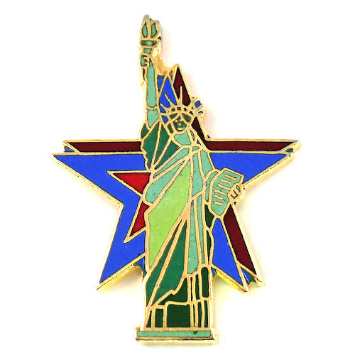 ピンバッジ・ニューヨーク自由の女神アメリカ/USAスター星◆フランス限定ピンズ◆レアなヴィンテージものピンバッチ_画像1