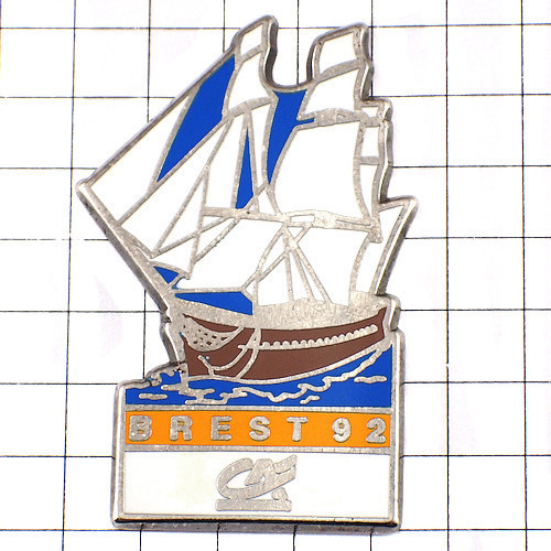 ピンバッジ・ブレスト白い帆船ヨットボート海◆フランス限定ピンズ◆レアなヴィンテージものピンバッチ_画像1