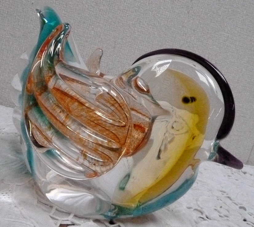(☆BM)☆[SALE]Multi Glass/マルティグラス ガラス ひよこ ガラス細工(大)アート 1.94kg 置物 オブジェ 鳥 小鳥 鳩 雛 レトロ カラフル_画像2