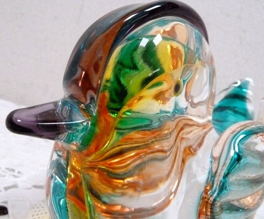 (☆BM)☆[SALE]Multi Glass/マルティグラス ガラス ひよこ ガラス細工(大)アート 1.94kg 置物 オブジェ 鳥 小鳥 鳩 雛 レトロ カラフル_画像6