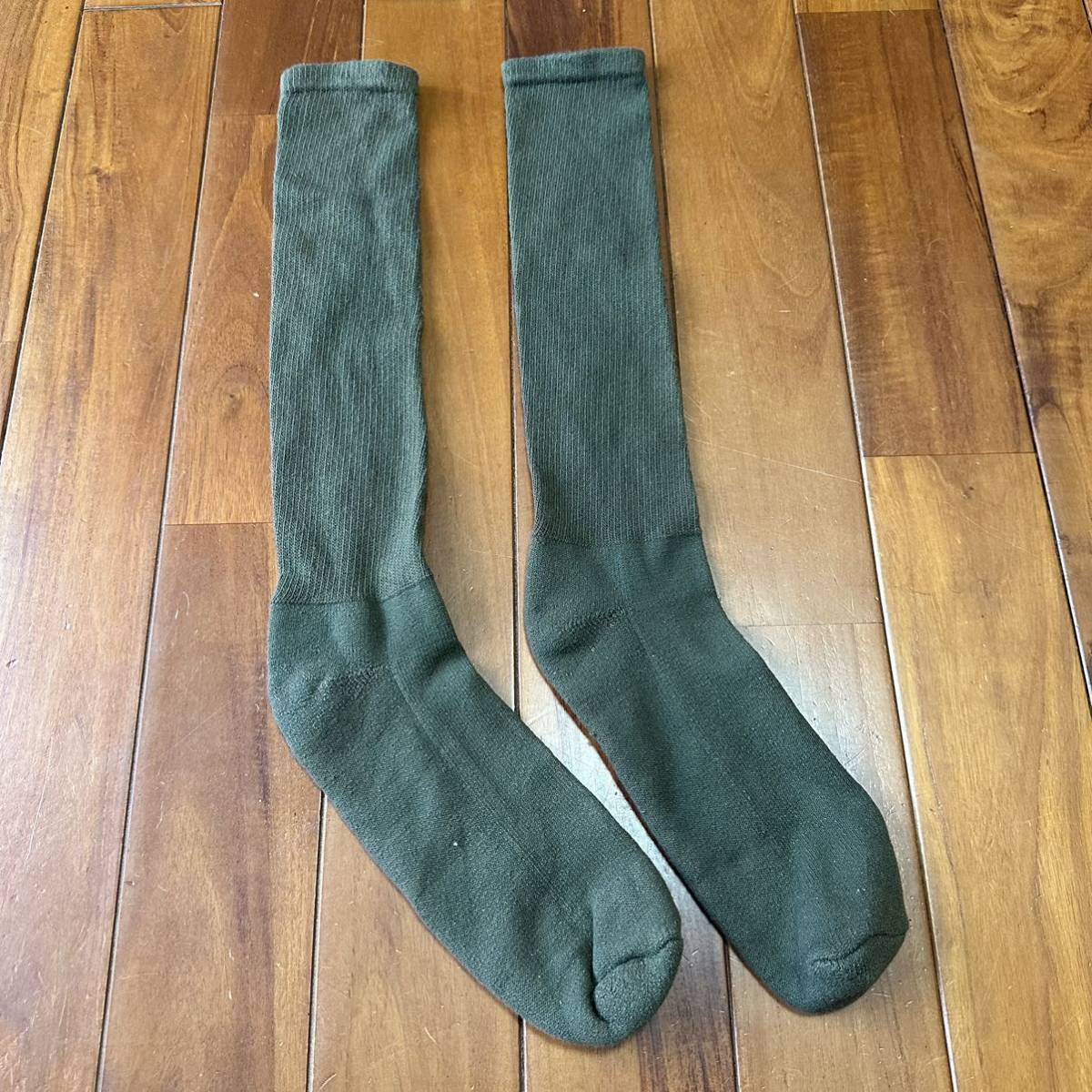 沖縄 米軍放出品 GI BOOTS SOCKS ブーツソックス アウトドア ミリタリー OD LARGE (管理番号J71)_画像2