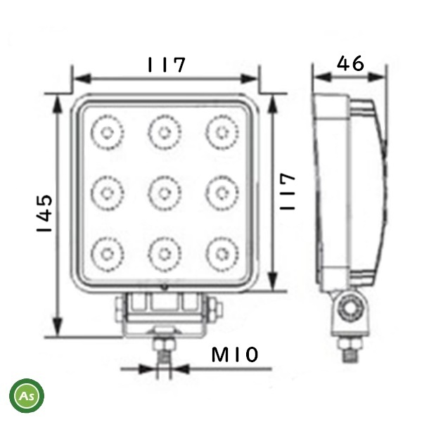 KBL LEDライト KGL424B 9連 角型 集光 IP67 防塵 防水 車体用ライト -_画像2