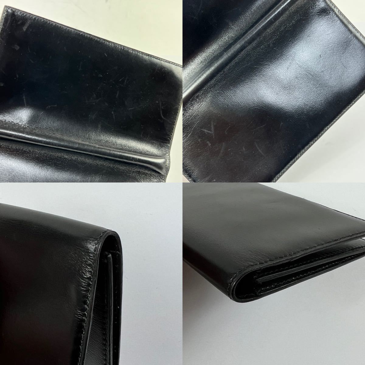 エルメス 長財布 メンズ 長札入れ オオサカ ボックスカーフ 黒 HERMES