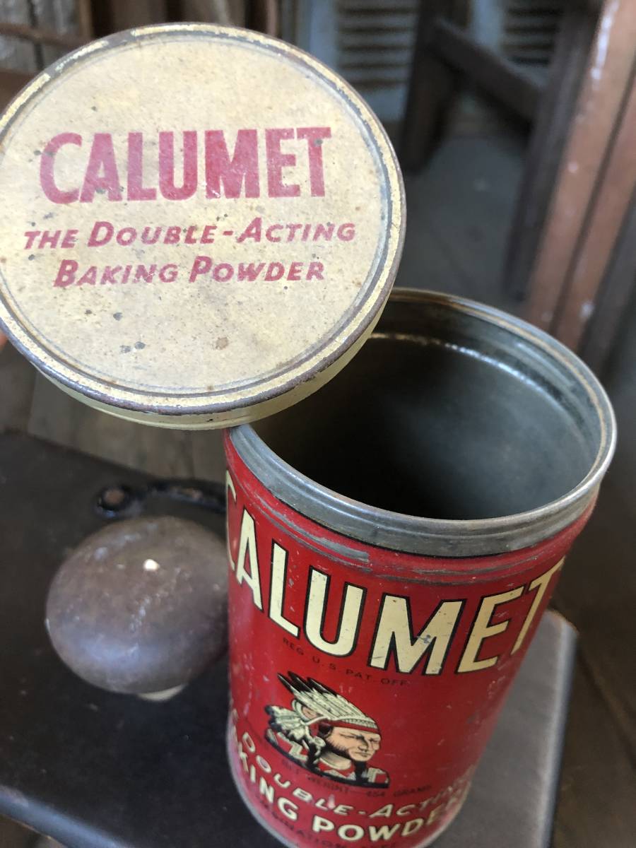 即決⑦ Calumet 40s ヴィンテージ 缶 カルメット USA ネイティブアメリカン インディアン インテリア 古着雑貨 インダストリアル ガレージ_画像5