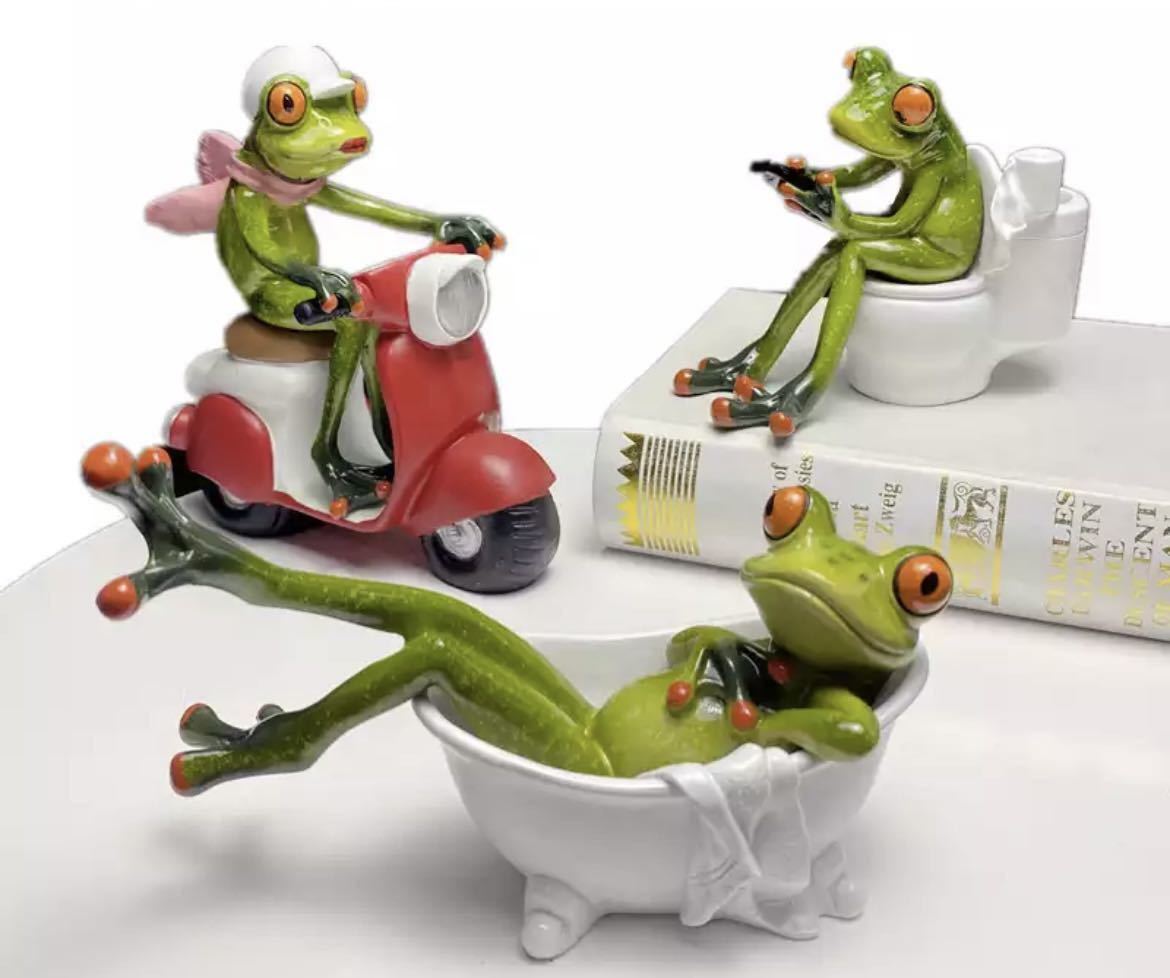  frog. ornament resin . frog figure ornament interior miscellaneous goods ornament small articles miscellaneous goods Uni -k pretty equipment ornament bicycle 1560