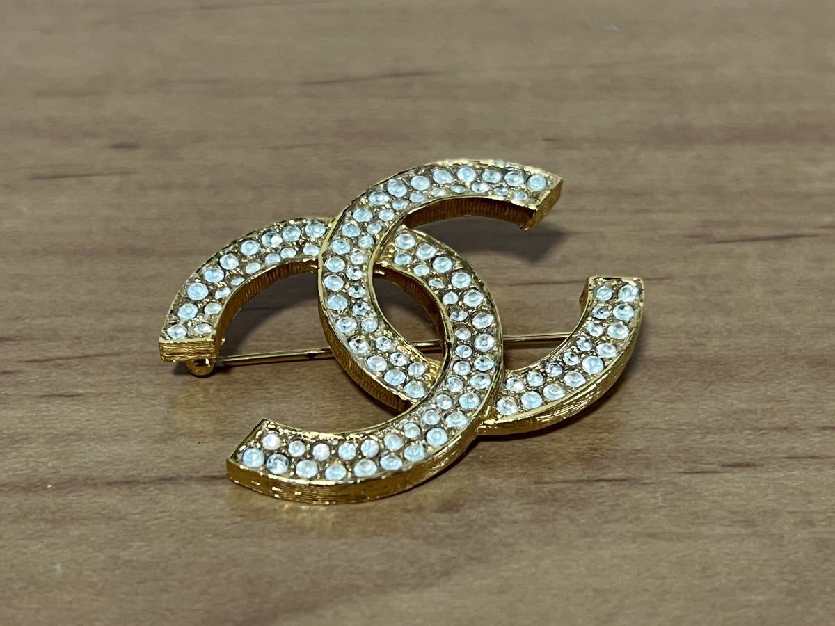 【正規取扱店】アクセサリーCHANEL シャネル アクセサリー ブローチ ココ ラインストーン ゴールド