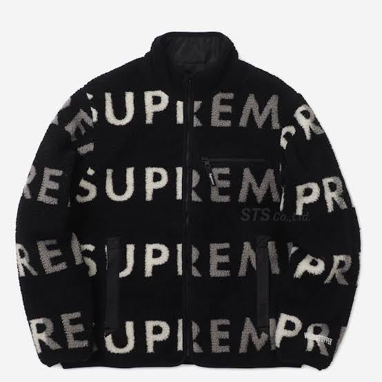 Supreme Reversible Logo Fleece Jacket L Black フリースジャケット