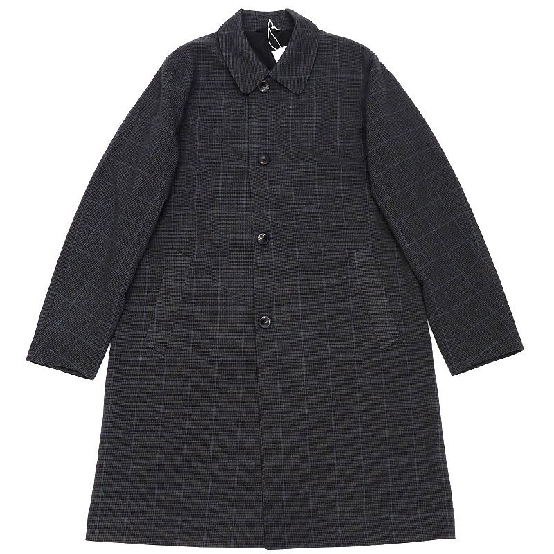 I03329 新品 SATURDAYS NEW YORK CITY/ステンカラーコート【サイズ：L】ブラック DAIKANYAMA PLAID COAT サタデーズ ニューヨークシティー