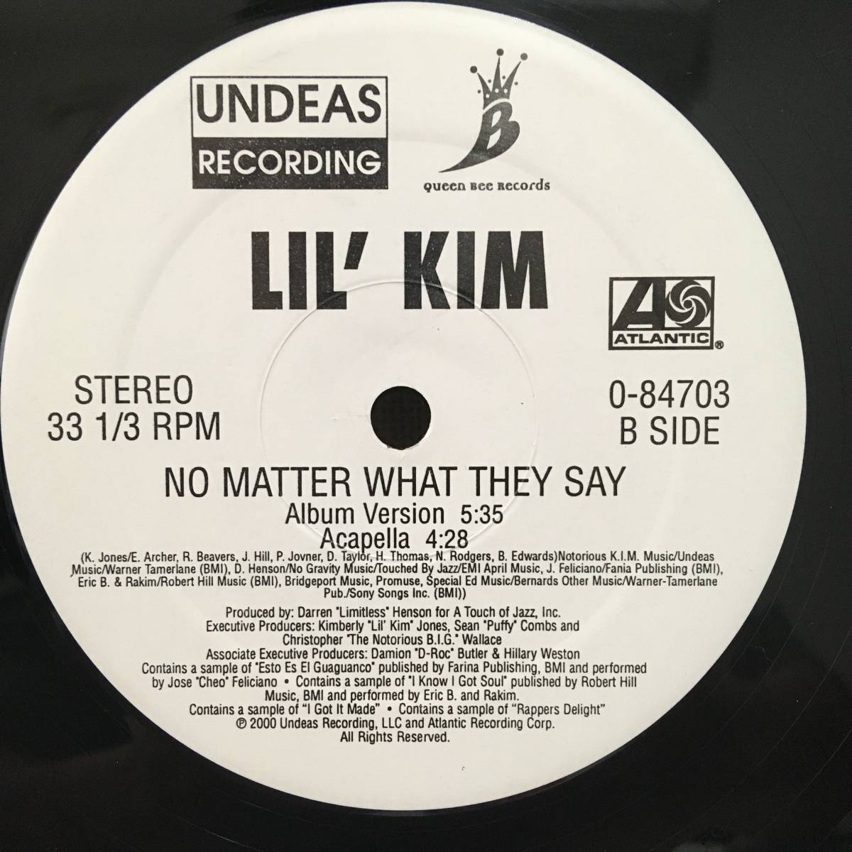 Lil' Kim / No Matter What They Say　[Atlantic - 0-84703, Queen Bee Records - 0-84703, Undeas Recording - 0-84703]_画像4