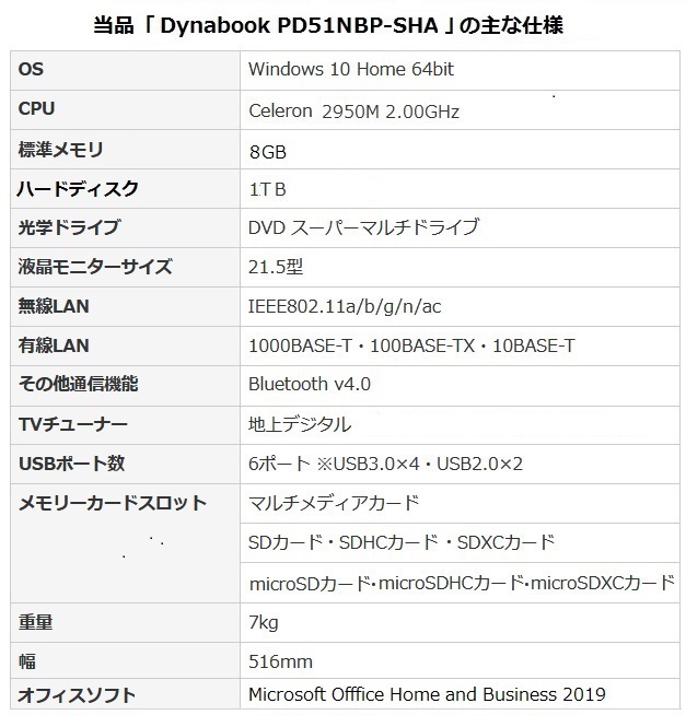 ☆即決☆ dynabook PC D51/N 黒 ♪Windows10┃8ＧＢ┃地デジTV┃Office♪ 【付属品付き】の画像2