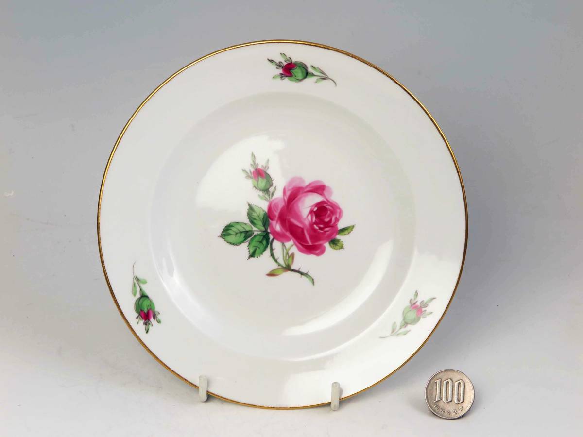 マイセン 金彩 バラ花絵付け ・ プレート17cm ・ 一級品