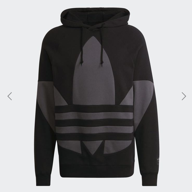 新品 adidas ビッグトレフォイルパーカー グレーシックス 黒 L 新品 adidas ビッグトレフォイルパーカー グレーシックス 黒 L