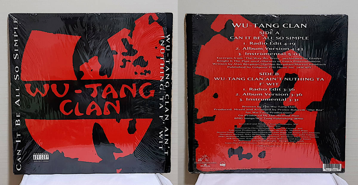 即決送料無料【2枚セット/USオリ盤12レコード】Wu-Tang Clan - C.R.E.A.M./Can It Be All So  Simple/Wu-Tang Clan Ain't Nuthing Ta F' Wit