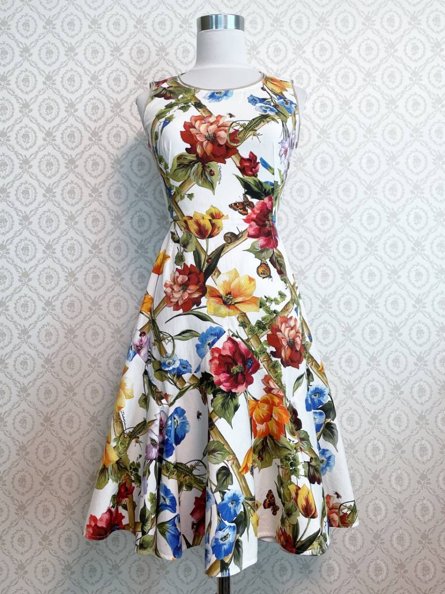 未使用品 タグ付 DOLCE&GABBANA ドレスワンピース フラワーデザイン-