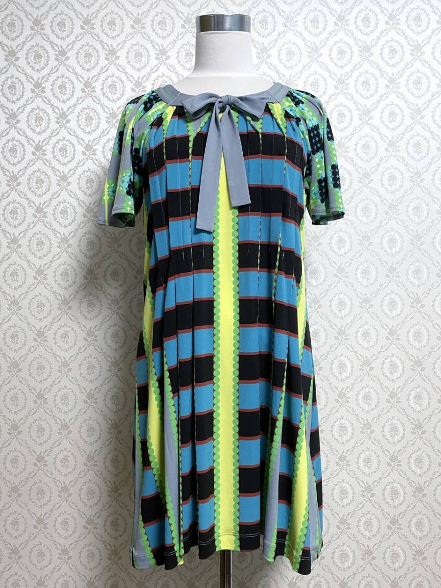 新品本物 新品 KOSHINO HIROKO BIS HIROKO ブロックチェックチュニックワンピース ヒロココシノ ヒロコビズ ヒロココシノ HIROKO BIS ヒロココシノ チュニック トップス オレンジ ブルー