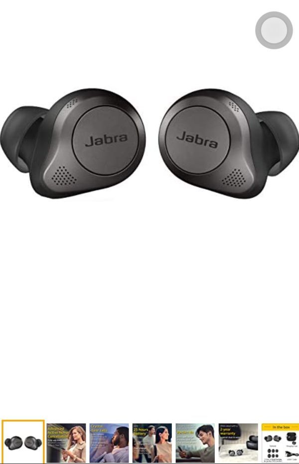 Jabra Elite 85t True Wireless Bluetooth Earbuds, Titanium Black Advanced Noise-Cancelling Earbuds with Charging Case for Calls