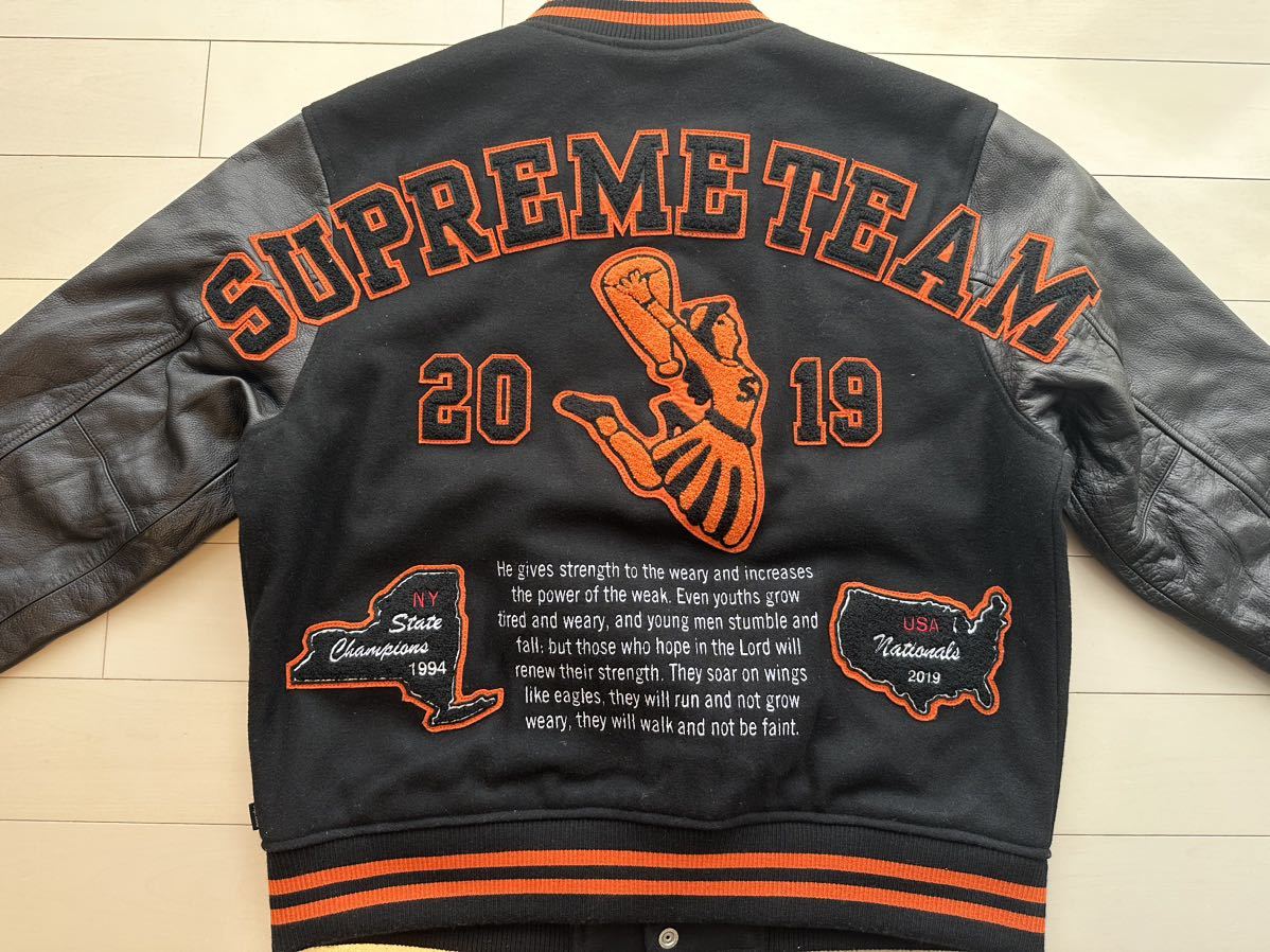 高評価安い Supreme Varsity Jacket S 古着 スタジャンレザー NPbrp