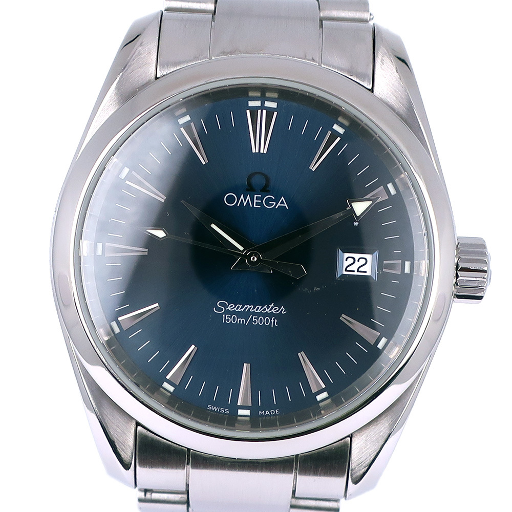 OMEGA オメガ シーマスター アクアテラ 2518.80 腕時計 SS クオーツ アナログ表示 メンズ ネイビー文字盤【51310460】中古