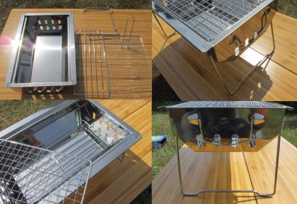 * outdoor -* camp *PORTABLE*BBQ portable cooking stove * compact barbecue stove *. fire pcs * folding storage *④*4