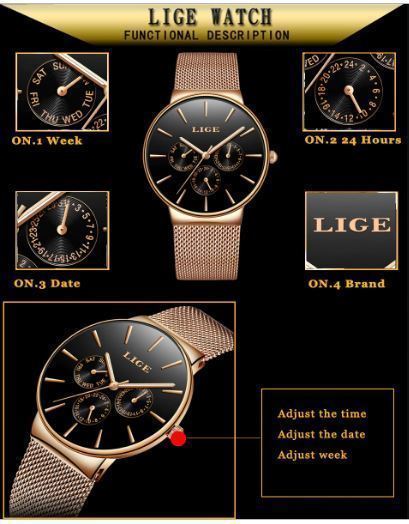 LIGE 高級海外人気トップブランド 男性 メンズ 防水 クロノグラフ 日付 クォーツ式 腕時計_画像9