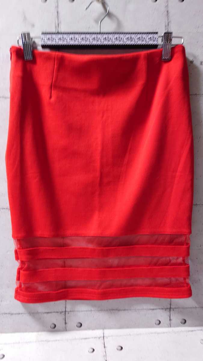 ◆K2 GROWZE 未使用　裾スケ感デザインタイトスカート　赤_画像1