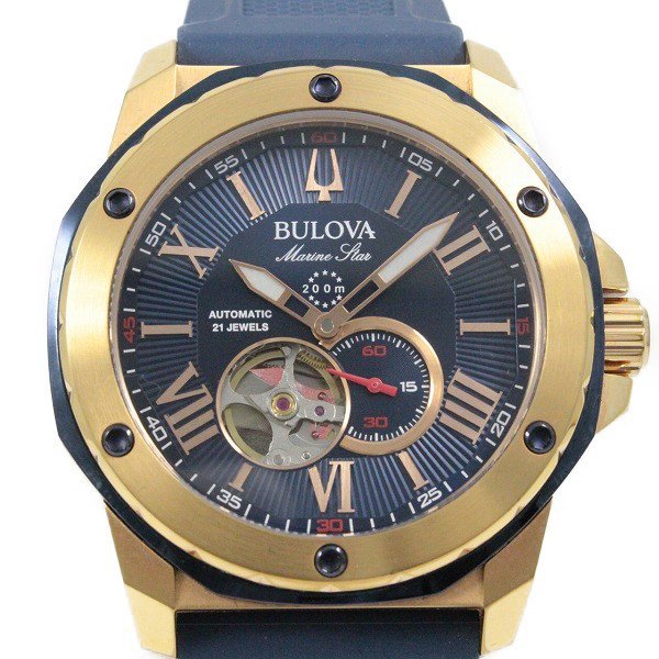 BULOVA ブローバ メンズ 腕時計 マリンスター ブラック×ピンクゴールド