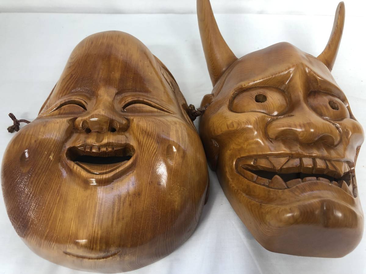 特売 般若 お多福 飾り面のセット seedpotatoes.com.au