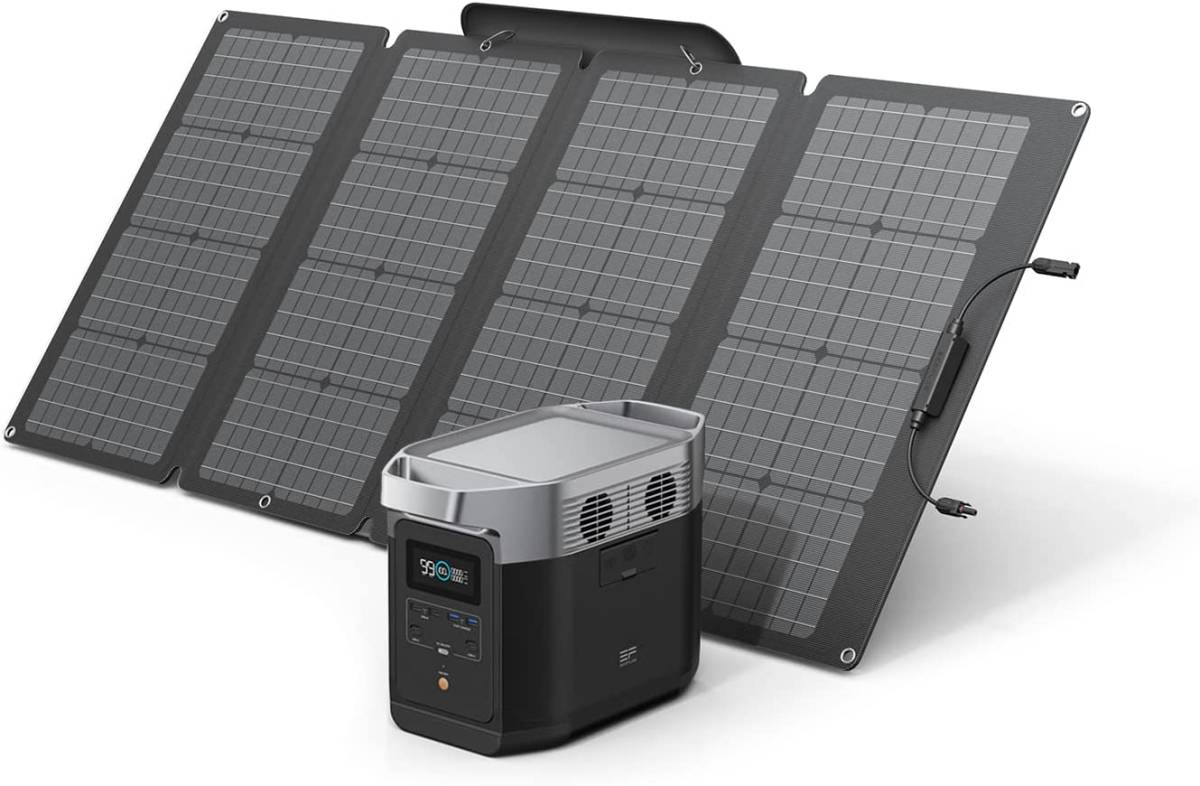 新品　ポータブル電源 ソーラーパネル セット EFDELTA ポータブル電源 1260Wh 1台 160Wソーラーパネル 1枚 家庭用 アウトドア用