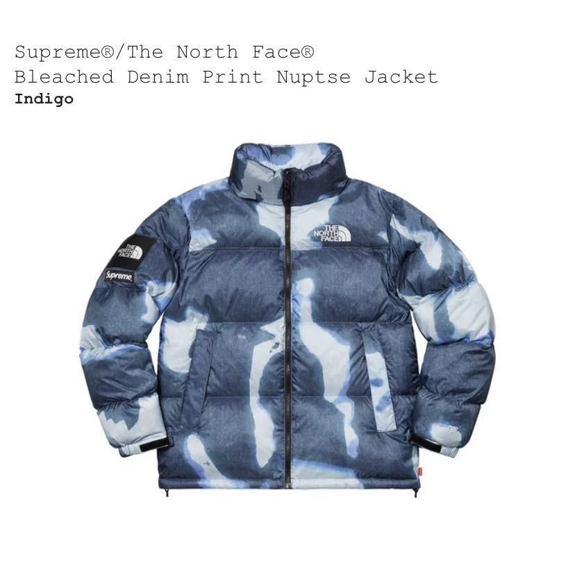 L】Supreme North Face Bleached Denim Nuptse シュプリーム ノース