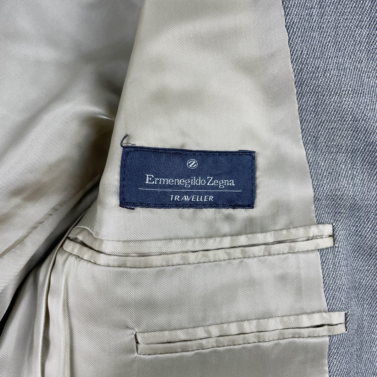 美品 Ermenegildo Zegna エルメネジルド ゼニア セットアップスーツ サイドベンツ ジャケット パンツ 総裏 メンズ グレー サイズ44*NB433_画像8