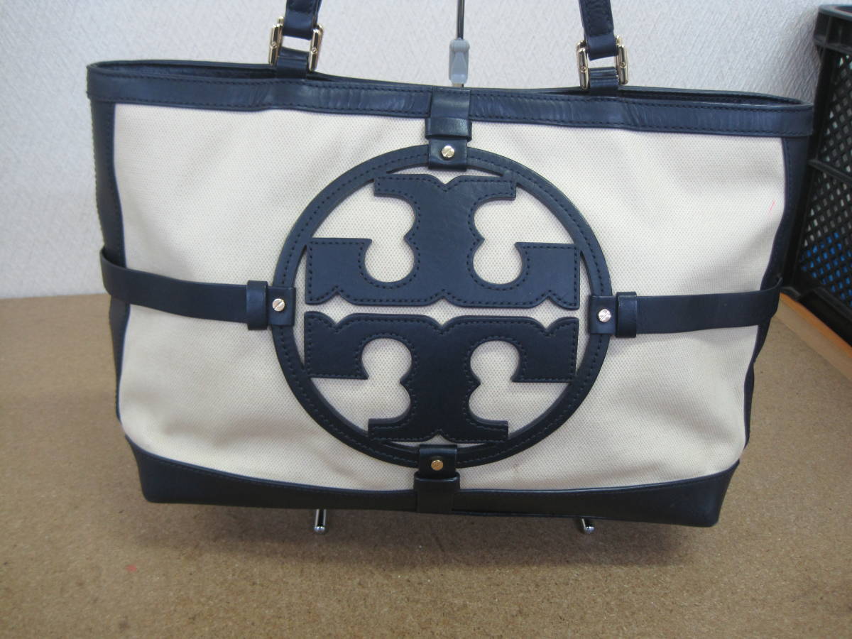 ファッション TORY BURCH 12-13 トートバック ビッグロゴ ホワイト