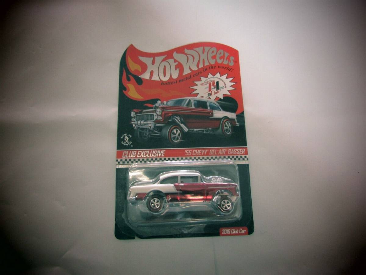 2016 Hot Wheels Red line Club '55 Chevy Bel Air Gasser Red Car w/ Case 海外 即決
