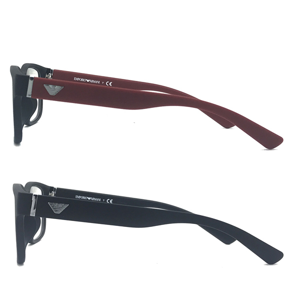 EMPORIO ARMANI エンポリオ アルマーニ ブランド メガネフレーム 替テンプル付き マットブラック×マットレッド 眼鏡 EA3201U-5001_画像4