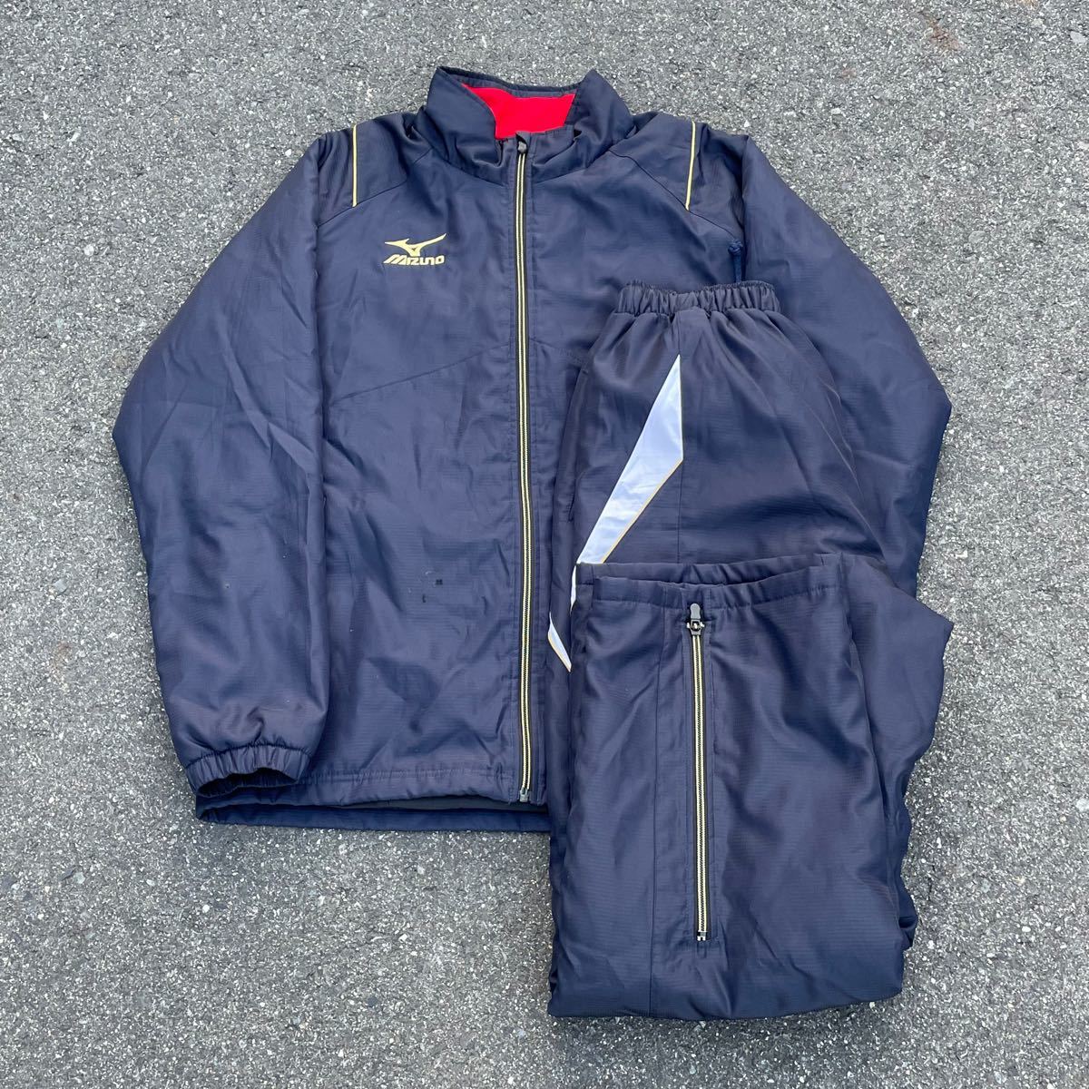 mizuno ミズノ セットアップ 上下セット ウィンドブレーカー スポーツウェア ネイビー ジップアップ メンズ M 野球