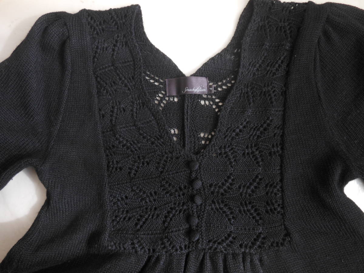 Smacky Glam Smacky Glam pretty knitted Mini One-piece black 4 three . association made in Japan 