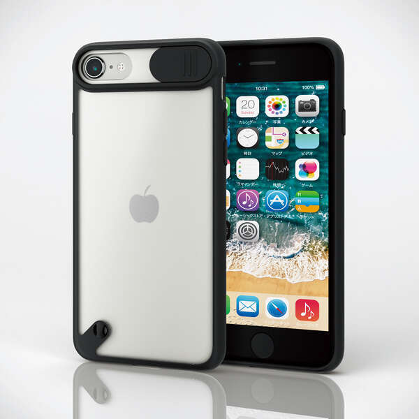 * new goods *ELECOM iPhone SE3/SE2/8/7 hybrid case camera protection silky clear black 
