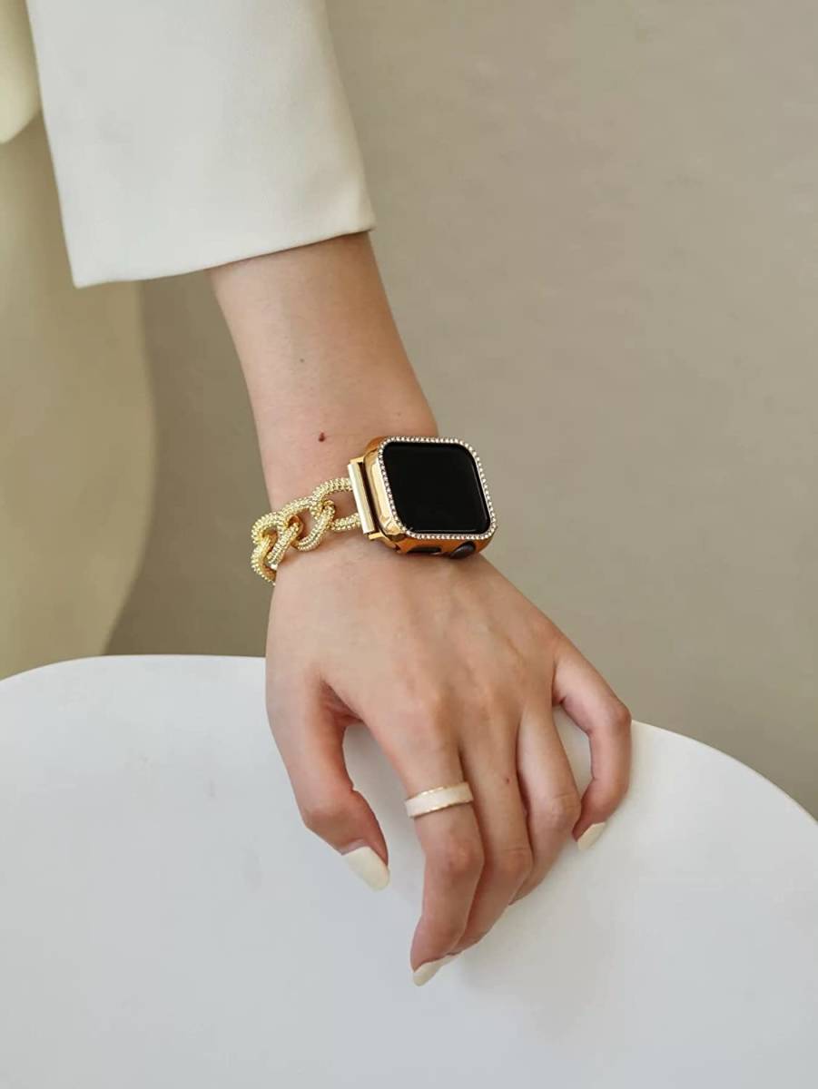 新品 Apple Watch 38 40 41mm ゴールド チェーンベルト - 金属ベルト