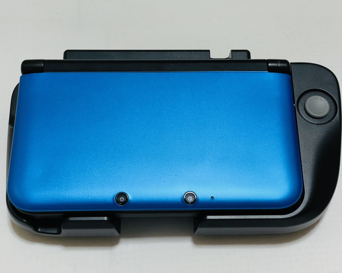 1円出品 T-63 Nintendo 3DS LL ブルー ブラック 本体＋拡張スライド 