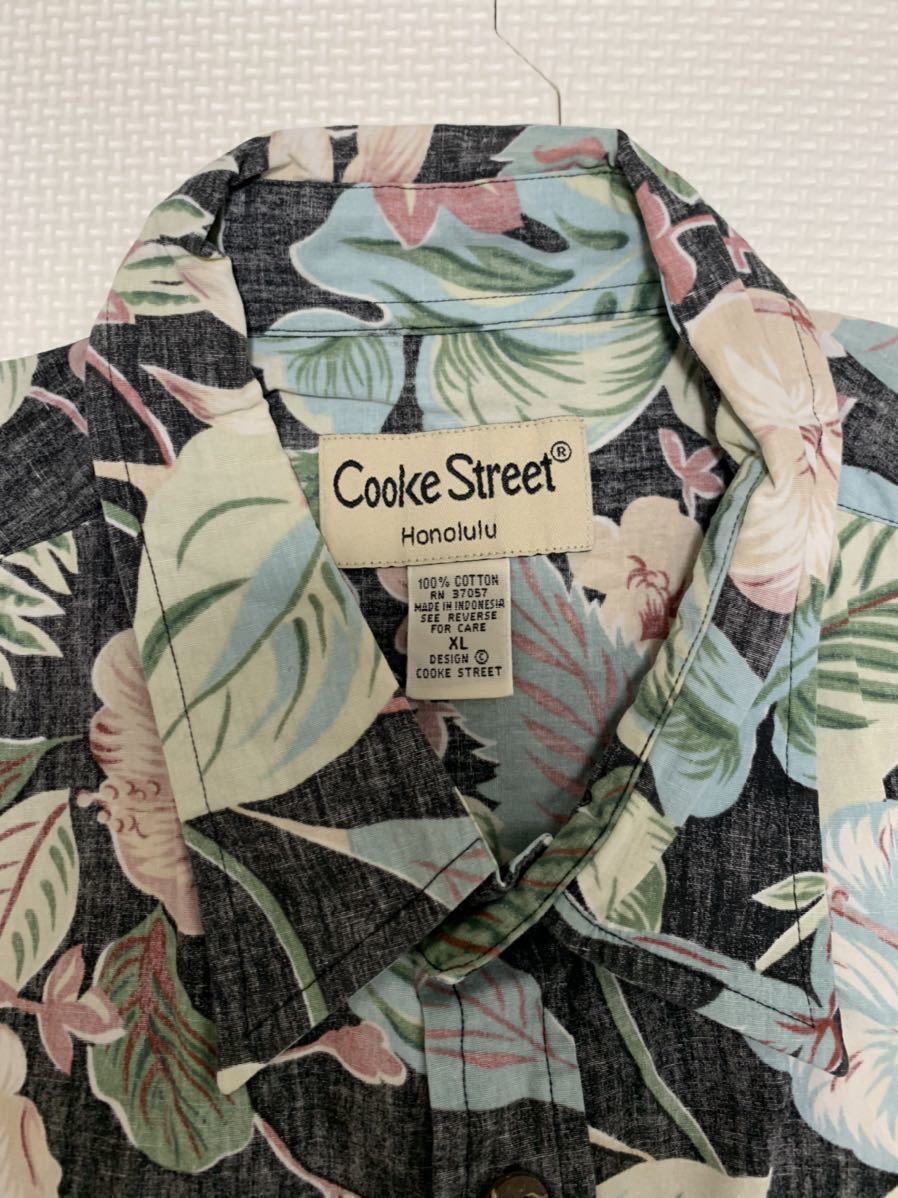 ★COOKE STREET クックストリート リバースプリント アロハシャツ ブラック コットン_画像4