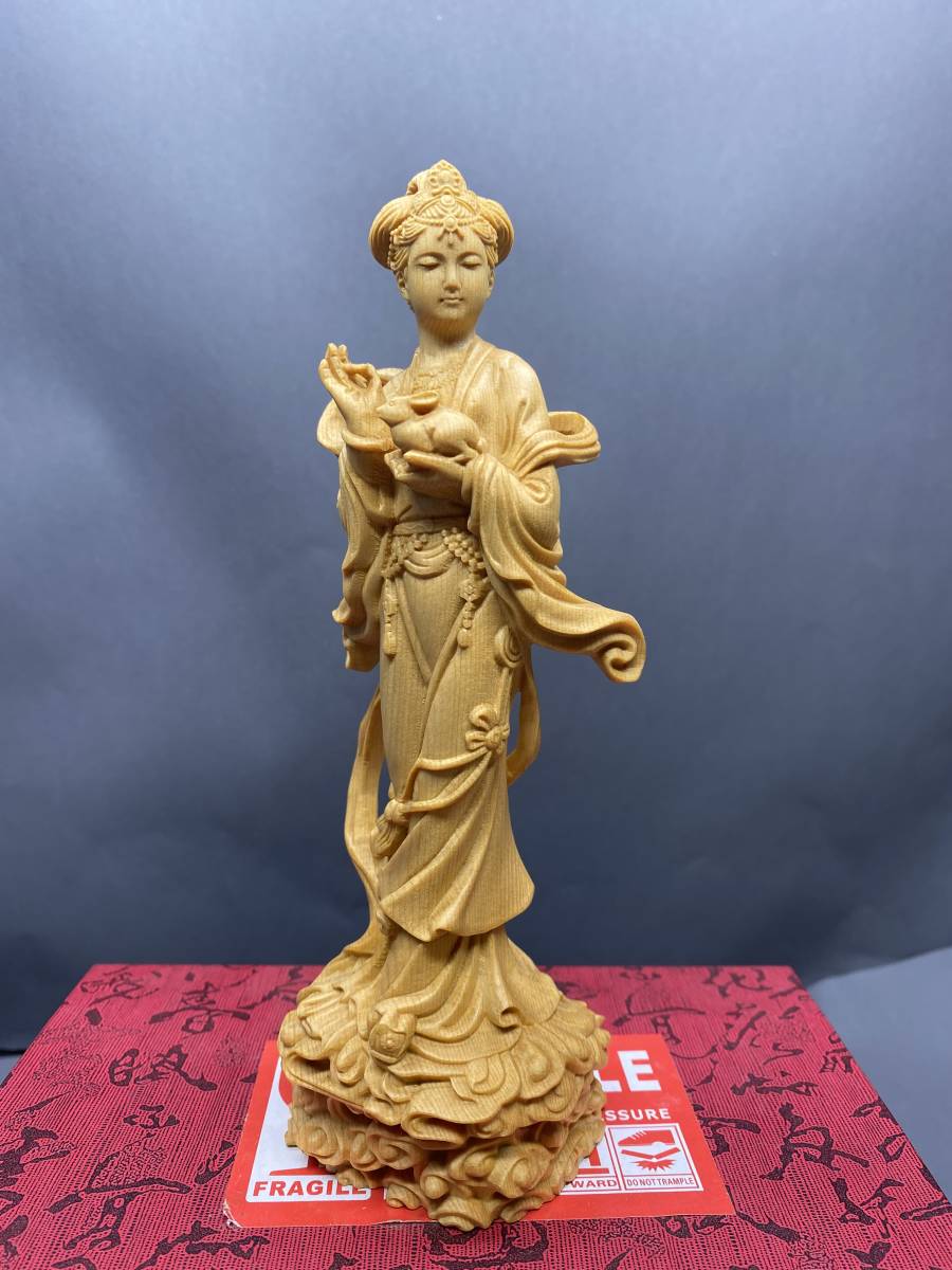 嫦娥 月の神 天女像 彫刻工芸品 木彫り贈り物 中国神話人物 美術品 ...