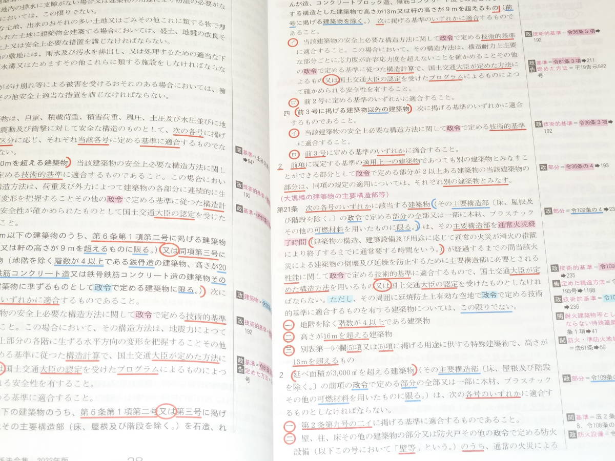 ◆即決◆令和4年度版◆1級建築士試験によく出る主要法令[条文]アンダーライン集◆この書籍の持ち歩き法規学習も可能◆頻出条文◆赤青区別◆_画像3