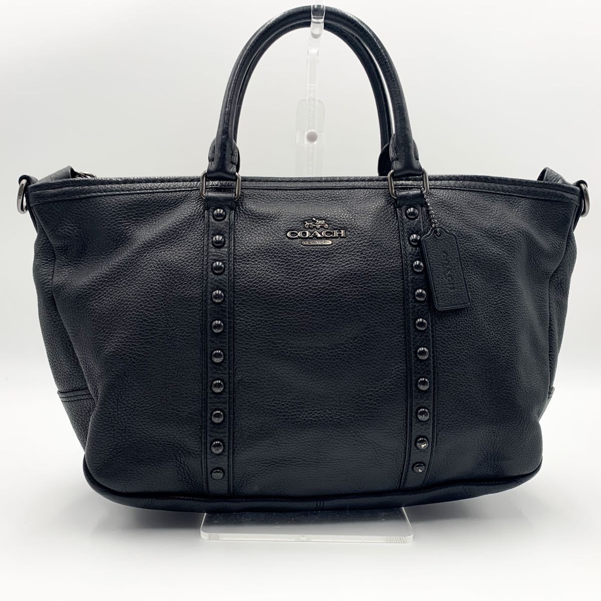極美品 COACH コーチ スタッズ トートバッグ ビジネスバッグ ブリーフ