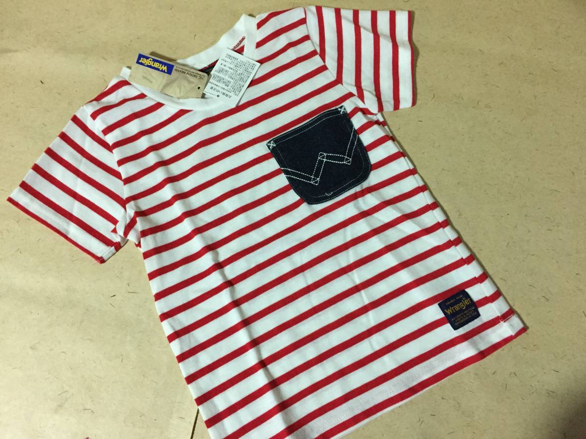 [ including in a package un- possible!][Wrangler] T-shirt *110* red × white × border * with pocket 