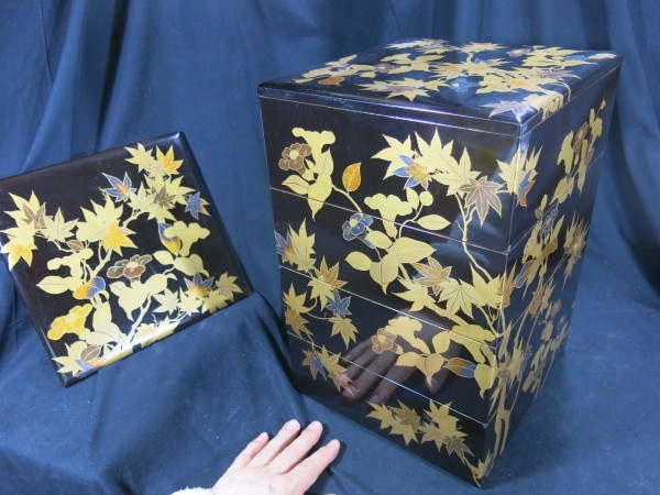 A　楓椿蒔絵重箱　江戸時代　木工　漆器