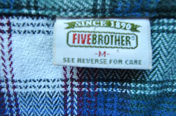 ★FIVE VROTHER★ファイブブラザーズネルシャツ ヴィンテージ Mサイズ グリーンチェック 長袖ネルシャツ 前ポケット 2つあり 古着