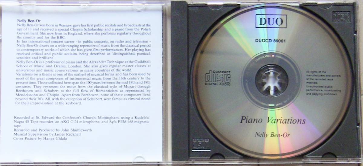 【CD】 Nelly Ben-Or / Piano Variations ☆ ネリー・ベン・オル / ピアノ・バリエーションズ_画像2