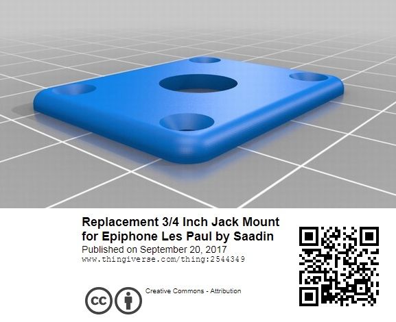 ジャックマウントプレート / エピフォン・レスポールモデル等適合サイズ / PLA（植物由来ポリ乳酸樹脂）/ ブルー_画像3